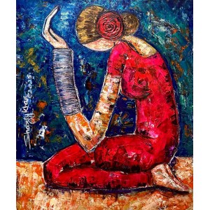 Shazly Khan, A whispered dua in complete submission-2, 30 x 36 Inch, Acrylic on Canvas, Figurative Paintings, AC-SZK-150
